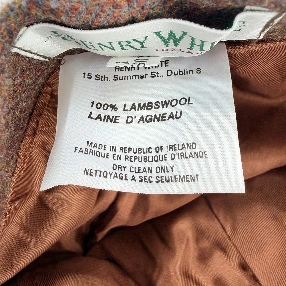Henry White Ireland Womens Pants Size 12 Brown Tweed Lambswool High Rise Pleated
